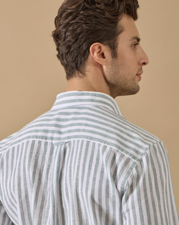 STRIPED LINEN SHIRT WITH ITALIAN COLLAR - Image 5
