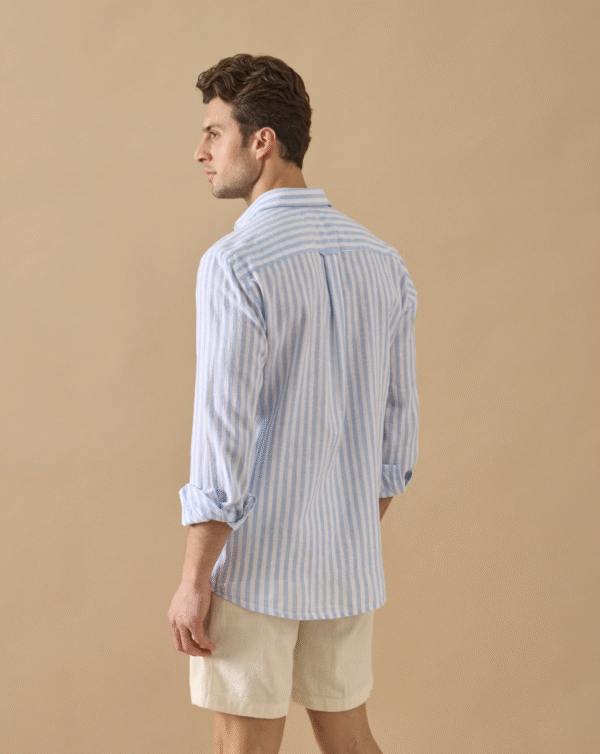 STRIPED LINEN SHIRT WITH ITALIAN COLLAR - Image 6